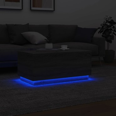 vidaXL Τραπεζάκι Σαλονιού με LED Γκρι Sonoma 90x50x40cm 1 τεμ.