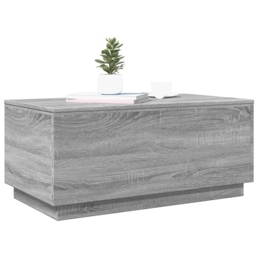vidaXL Τραπεζάκι Σαλονιού με LED Γκρι Sonoma 90x50x40cm 1 τεμ.