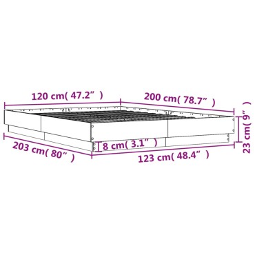 vidaXL Πλαίσιο Κρεβατιού Γκρι Sonoma 120x200 εκ. Επεξεργασμένο Ξύλο