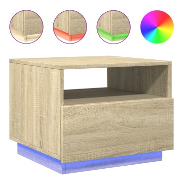 vidaXL Τραπεζάκι Σαλονιού με Φώτα LED Sonoma Δρυς 50x49x40cm 1 τεμ.