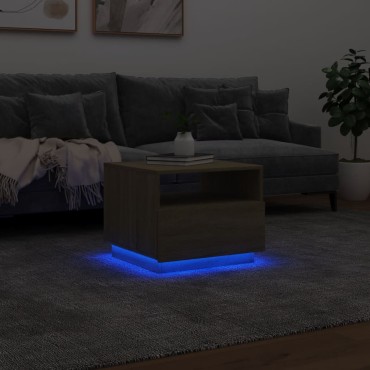 vidaXL Τραπεζάκι Σαλονιού με Φώτα LED Sonoma Δρυς 50x49x40cm 1 τεμ.