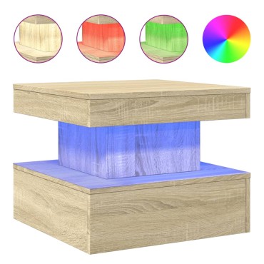 vidaXL Τραπεζάκι Σαλονιού με LED Sonoma Δρυς 50x50x40cm 1 τεμ.