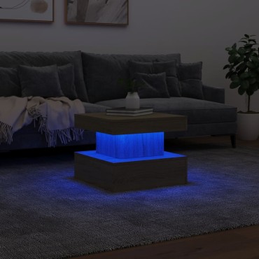 vidaXL Τραπεζάκι Σαλονιού με LED Sonoma Δρυς 50x50x40cm 1 τεμ.