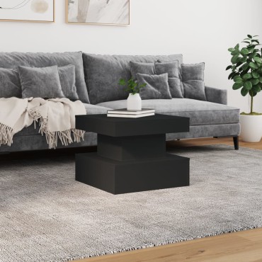 vidaXL Τραπεζάκι Σαλονιού με LED Μαύρο 50x50x40cm 1 τεμ.