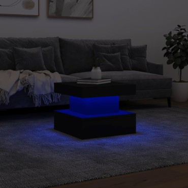 vidaXL Τραπεζάκι Σαλονιού με LED Μαύρο 50x50x40cm 1 τεμ.