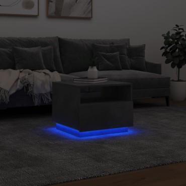 vidaXL Τραπεζάκι Σαλονιού με Φώτα LED Γκρι Σκυροδέματος 50x49x40cm 1 τεμ.