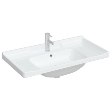 vidaXL Νιπτήρας Μπάνιου Ορθογώνιος Λευκός 91,5x48x23 εκ. Κεραμικός