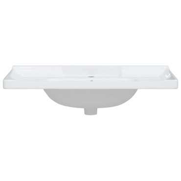 vidaXL Νιπτήρας Μπάνιου Ορθογώνιος Λευκός 91,5x48x23 εκ. Κεραμικός