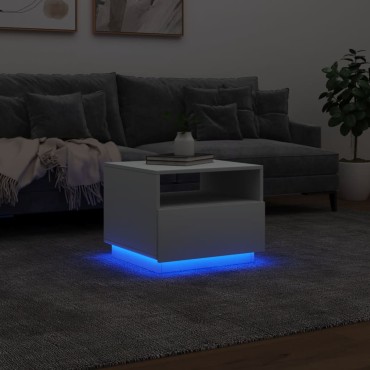 vidaXL Τραπεζάκι Σαλονιού με Φώτα LED Λευκό 50x49x40cm 1 τεμ.