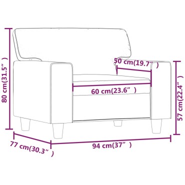 vidaXL Πολυθρόνα Γκρι Συνθετικό δέρμα 94x77x80cm 1 τεμ. Γωνιακός