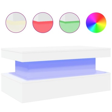 vidaXL Τραπεζάκι Σαλονιού με LED Λευκό 90x50x40cm 1 τεμ.