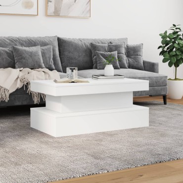 vidaXL Τραπεζάκι Σαλονιού με LED Λευκό 90x50x40cm 1 τεμ.