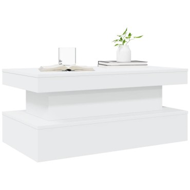 vidaXL Τραπεζάκι Σαλονιού με LED Λευκό 90x50x40cm 1 τεμ.