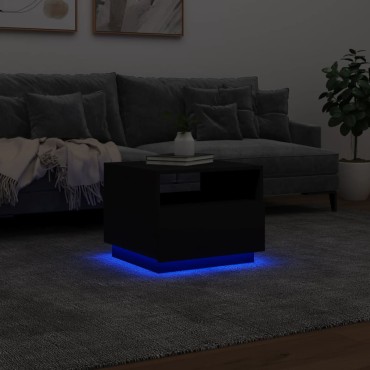 vidaXL Τραπεζάκι Σαλονιού με Φώτα LED Μαύρο 50x49x40cm 1 τεμ.