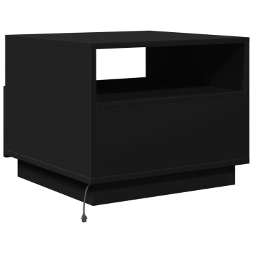 vidaXL Τραπεζάκι Σαλονιού με Φώτα LED Μαύρο 50x49x40cm 1 τεμ.