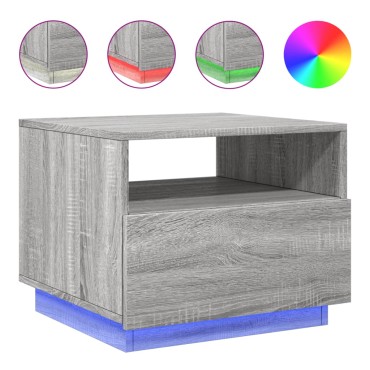 vidaXL Τραπεζάκι Σαλονιού με Φώτα LED Γκρι Sonoma 50x49x40cm 1 τεμ.