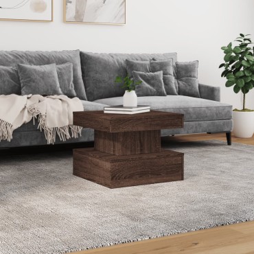 vidaXL Τραπεζάκι Σαλονιού με LED Καφέ Δρυς 50x50x40cm 1 τεμ.