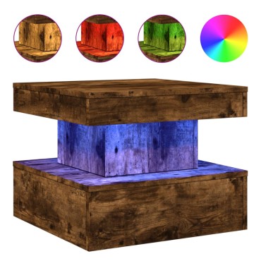 vidaXL Τραπεζάκι Σαλονιού με LED Καπνιστή δρυς 50x50x40cm 1 τεμ.