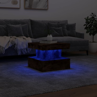 vidaXL Τραπεζάκι Σαλονιού με LED Καπνιστή δρυς 50x50x40cm 1 τεμ.