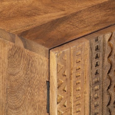 vidaXL Κομοδίνο 40x30x50cm από Μασίφ Ξύλο Μάνγκο και Σίδερο