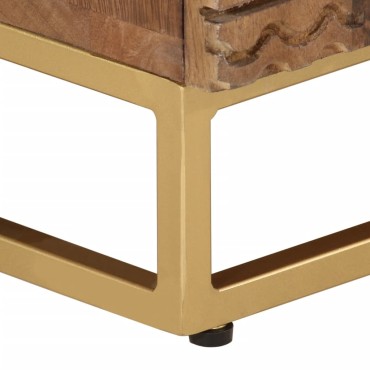 vidaXL Κομοδίνο 40x30x50cm από Μασίφ Ξύλο Μάνγκο και Σίδερο