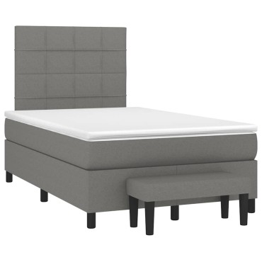 vidaXL Κρεβάτι Boxspring με Στρώμα Σκούρο Γκρι 120x190 εκ Υφασμάτινο