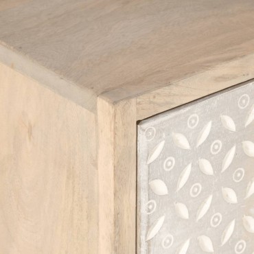 vidaXL Κομοδίνο 40x30x50cm από Μασίφ Ξύλο Μάνγκο και Σίδηρο 1 τεμ.