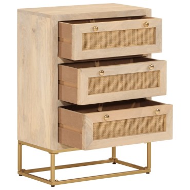 vidaXL Συρταριέρα 55x30x76cm από Μασίφ Ξύλο Μάνγκο & Σίδηρο 1 τεμ.