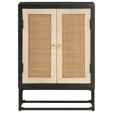 vidaXL Ντουλάπι Μαύρο 55x30x76cm από Μασίφ Ξύλο Μάνγκο και Σίδηρο 1 τεμ.