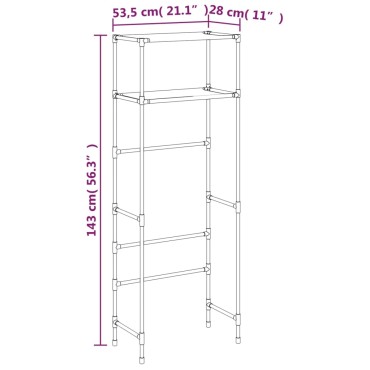 vidaXL Ραφιέρα 2 Επιπέδων για Τουαλέτα Γκρι 53,5x28x143 εκ. από Σίδερο