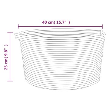 vidaXL Καλάθι Αποθήκευσης Γκρι και Λευκό Ø40 x 25 εκ. Βαμβακερό