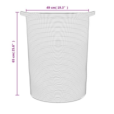 vidaXL Καλάθι Αποθήκευσης Γκρι και Λευκό Ø49x65 εκ. Βαμβακερό