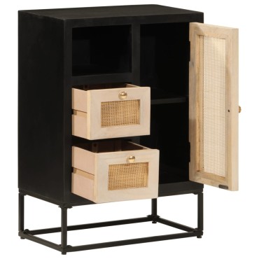 vidaXL Ντουλάπι Μαύρο 55x30x76cm από Μασίφ Ξύλο Μάνγκο και Σίδηρο 1 τεμ.