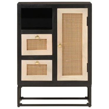 vidaXL Ντουλάπι Μαύρο 55x30x76cm από Μασίφ Ξύλο Μάνγκο και Σίδηρο 1 τεμ.