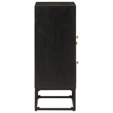 vidaXL Ντουλάπι Μαύρο 55x30x76cm από Μασίφ Ξύλο Μάνγκο και Σίδηρο 1 τεμ.