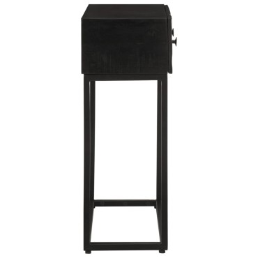 vidaXL Τραπέζι Κονσόλα Μαύρο 90x30x76cm από Μασίφ Ξύλο Μάνγκο/Σίδηρο