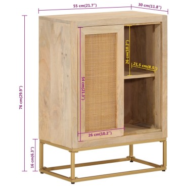 vidaXL Ντουλάπι 55x30x76cm από Μασίφ Ξύλο Μάνγκο και Σίδηρο 1 τεμ.