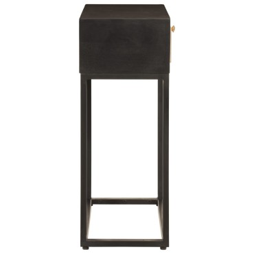 vidaXL Τραπέζι Κονσόλα Μαύρο 90x30x76cm από Μασίφ Ξύλο Μάνγκο/Σίδηρο