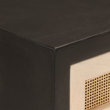 vidaXL Τραπέζι Κονσόλα Μαύρο 90x30x76cm από Μασίφ Ξύλο Μάνγκο/Σίδηρο