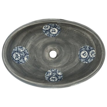 vidaXL Νιπτήρας Οβάλ Γκρι 59 x 40 x 15 εκ. Κεραμικός