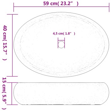 vidaXL Νιπτήρας Οβάλ Γκρι 59 x 40 x 15 εκ. Κεραμικός