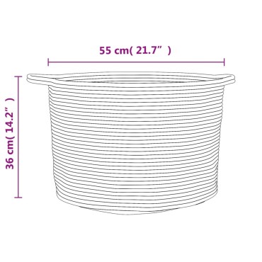 vidaXL Καλάθι Απλύτων Γκρι και Λευκό Ø55x36 εκ. Βαμβακερό
