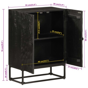 vidaXL Ντουλάπι Μαύρο 55x30x76cm από Μασίφ Ξύλο Μάνγκο και Σίδηρο 1 τεμ.