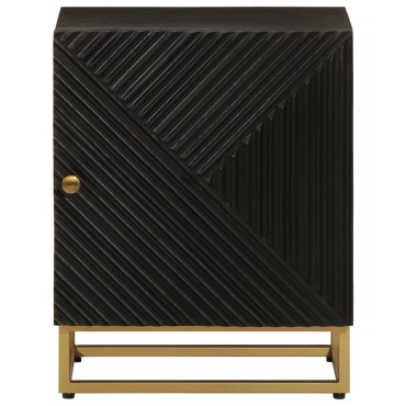 vidaXL Κομοδίνο Μαύρο 40x30x50cm από Μασίφ Ξύλο Μάνγκο και Σίδερο 1 τεμ.