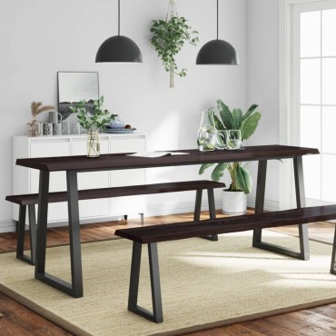 vidaXL Επιφ Τραπεζιού Αν Καφέ 220x40x(2-6)cm Ακατέργ. Μασίφ Ξύλο Δρυός 1 τεμ.