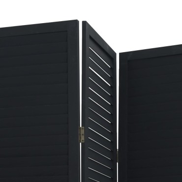 vidaXL Διαχωριστικό Χώρου με 4 Πάνελ Μαύρο από Μασίφ Ξύλο Παυλώνιας