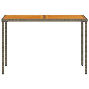 vidaXL Τραπέζι Κήπου Επιφάνεια Ακακίας Γκρι 115x54x74cm Συνθ. Ρατάν 1 τεμ.