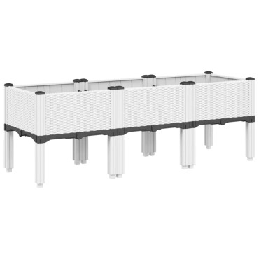 vidaXL Ζαρντινιέρα Κήπου με Πόδια Λευκή 120x40x42 εκ. Πολυπροπυλένιο