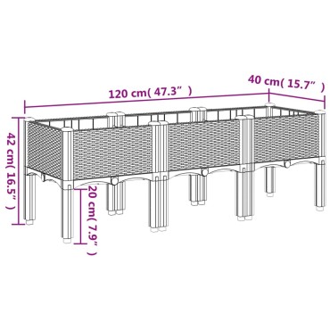 vidaXL Ζαρντινιέρα Κήπου με Πόδια Λευκή 120x40x42 εκ. Πολυπροπυλένιο