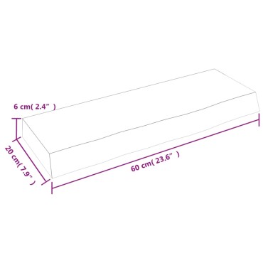 vidaXL Ράφι Τοίχου Σκούρο Καφέ 60x20x6cm Επεξεργ. Μασίφ Ξύλο Δρυός 1 τεμ.